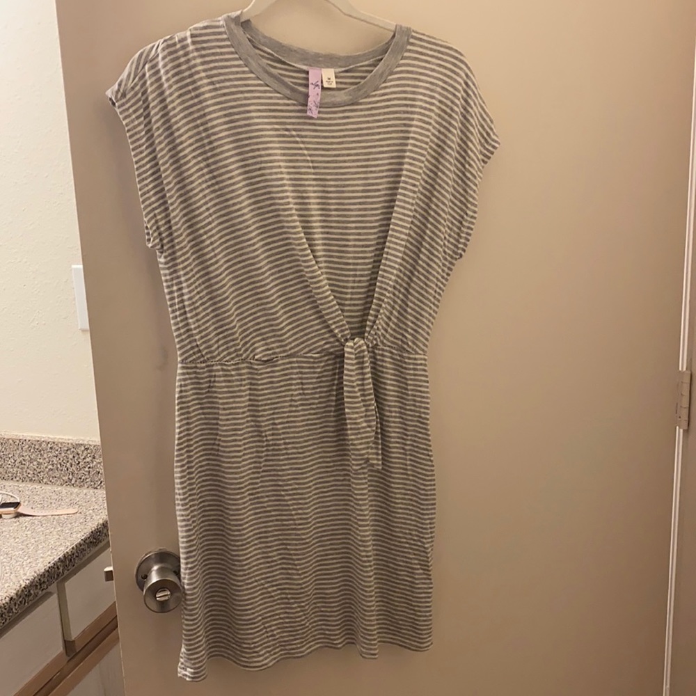 Grey and White Striped Alya Dress